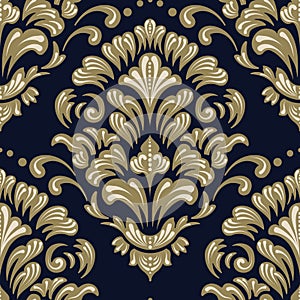 Vector damask seamless pattern element. Elegant luxury texture for wallpapers, backgrounds and page fill.