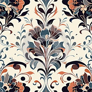 Vector damask seamless pattern element. Elegant luxury texture for wallpapers, backgrounds and page fill. Generative AI