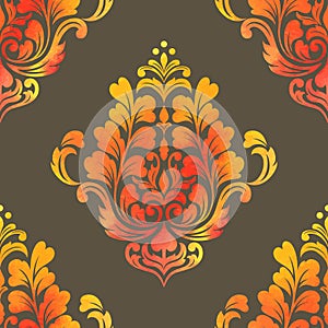 Vector damask seamless pattern element. Elegant luxury texture for wallpapers, backgrounds and page fill. Made with