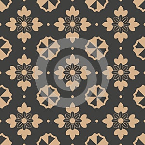 Vector damask seamless retro pattern background botanic garden flower leaf cross. Elegant luxury brown tone design for wallpapers