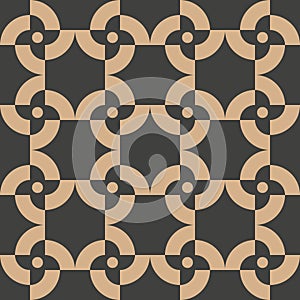 Vector damask seamless retro pattern background geometry spiral vortex cross flower. Elegant luxury brown tone design for