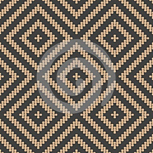 Vector damask seamless retro pattern background mosaic check geometry rhomb cross frame line. Elegant luxury brown tone design for