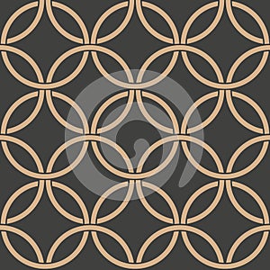 Vector damask seamless retro pattern background oriental round curve cross frame chain. Elegant luxury brown tone design for