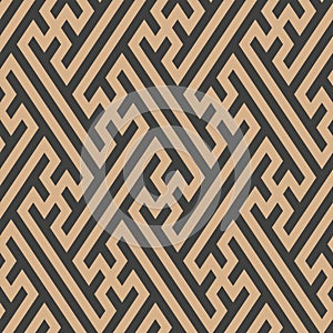 Vector damask seamless retro pattern background polygon oriental geometry cross spiral cross lattice tracery. Elegant luxury brown