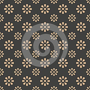 Vector damask seamless retro pattern background round cross flower. Elegant luxury brown tone design for wallpapers, backdrops and