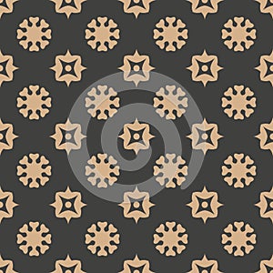 Vector damask seamless retro pattern background round curve cross flower. Elegant luxury brown tone design for wallpapers,