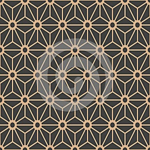 Vector damask seamless retro pattern background round polygon geometry star cross frame line flower. Elegant luxury brown tone