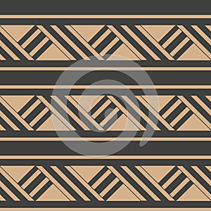 Vector damask seamless retro pattern background triangle cross geometry frame line. Elegant luxury brown tone design for