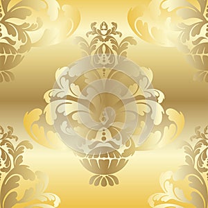 Vector damask vintage baroque scroll seamless ornament swirl. Victorian monogram heraldic shield swirl.Retro floral leaf pattern