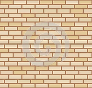 Vector dark beige yellow brick wall background. Old texture urban masonry. Vintage architecture block wallpaper. Retro facade room