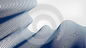 Vector Dark Blue Curving Lines Mesh in Grey Background