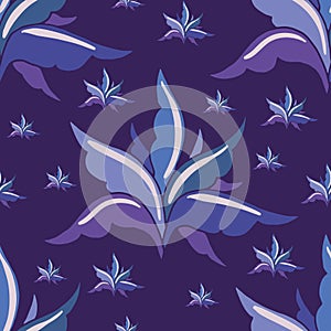 Vector dark blue seamless pattern background: Iris At Night.