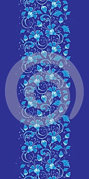 Vector dark blue turkish floral vertical border