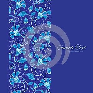 Vector dark blue turkish floral vertical frame