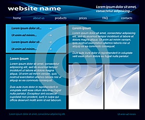 Vector dark template - website with abstract header