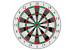 Vector dart board target on white background.