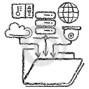 Vector data aggregation and folder organization icon