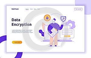 Vector data encryption web page online banner