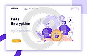 Vector data encryption web page online banner