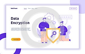 Vector data encryption web page online banner