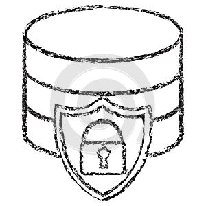 Vector database security icon with shield and lock