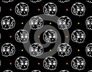 Vector Day of the dead background, skull ornament pattern