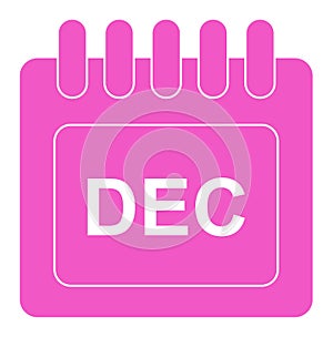 Vector december on monthly calendar pink icon
