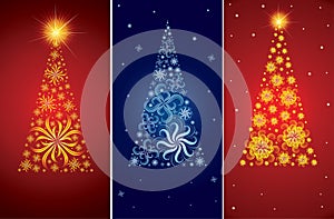 Vector decorative Christmas tree backgrounds