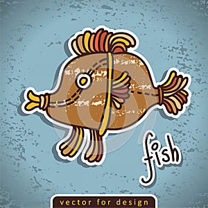 Vector decorative doodle fish