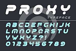 Vector decorative futuristic font design, alphabet, typeface, ty