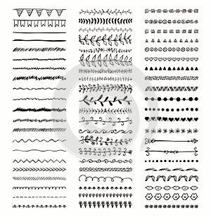 Vector Decorative Hand Drawn Dividers, Line Borders