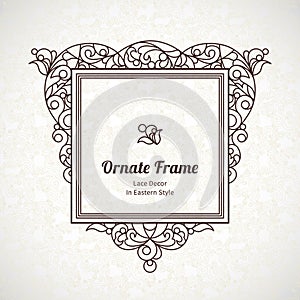 Vector decorative line art frame in Eastern style.