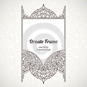 Vector decorative line art frame in Eastern style.