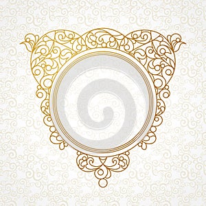 Vector decorative line art frame in Eastern style.