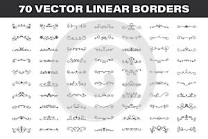 Vector Decorative Linear Borders Set. Vintage Frame Design Elements, Filigree, Decorative Borders, Page Decorations