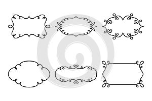 Vector Decorative Linear Frames Set. Vintage Frame Design Elements, Filigree, Decorative Borders, Page Decorations