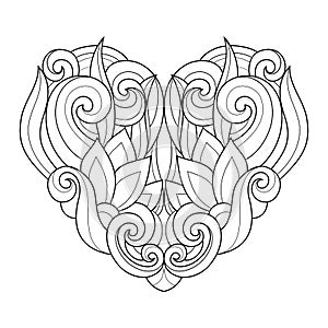 Vector Decorative Monochrome Abstract Heart