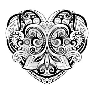 Vector Decorative Monochrome Abstract Heart