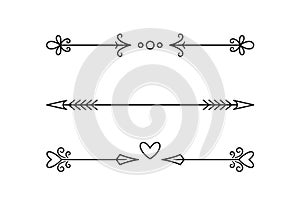 Vector Decorative Text Dividers in Shape of the Arrows with Ornamental Elements Used To Separate Content