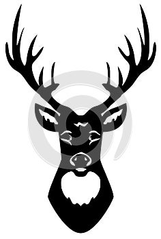 Vector Deer Head Silhouette Isolated On White