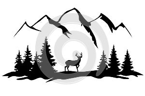 Vector Deer in the Wilderness.