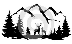 Vector Deer in the Wilderness.