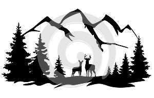 Vector Deer in the Wilderness.