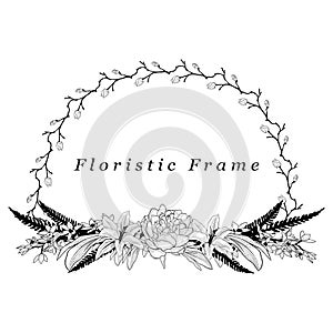 Vector Delicate Floristic Frame. Flower Design Element photo