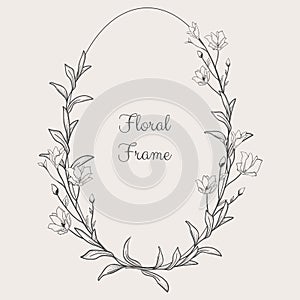 Vector Delicate Floristic Geometric Frame.