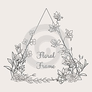 Vector Delicate Floristic Geometric Frame.