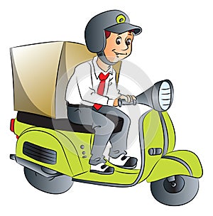 Vector of delivery boy on scooter