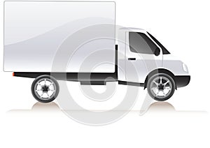 Vector delivery cargo truck . Isolated on white