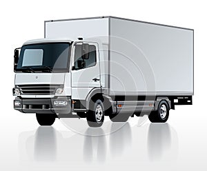 Vector delivery cargo truck template isolated on white