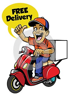 Delivery guy riding scooter photo